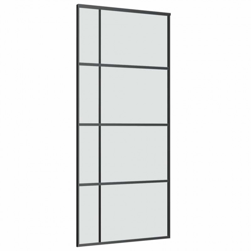 Drzwi przesuwne z osprzętem, 90x205 cm, szkło ESG i aluminium