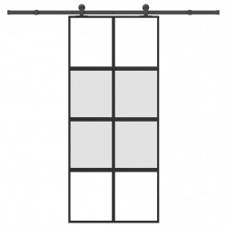 Drzwi przesuwne z osprzętem, 90x205 cm, szkło i aluminium