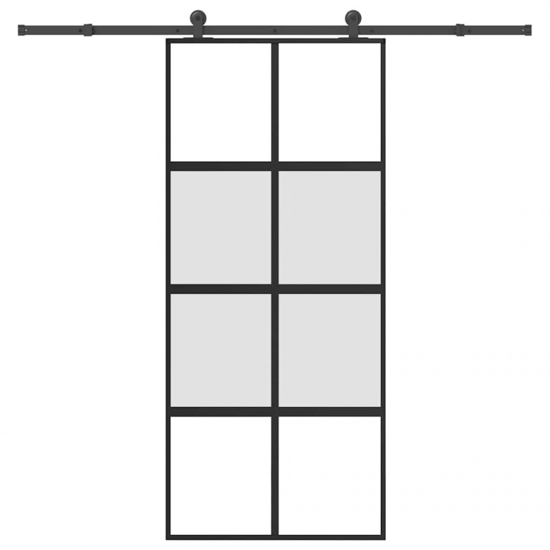 Drzwi przesuwne z osprzętem, 90x205 cm, szkło i aluminium