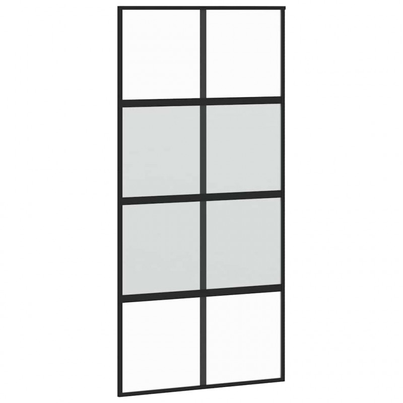 Drzwi przesuwne z osprzętem, 90x205 cm, szkło i aluminium