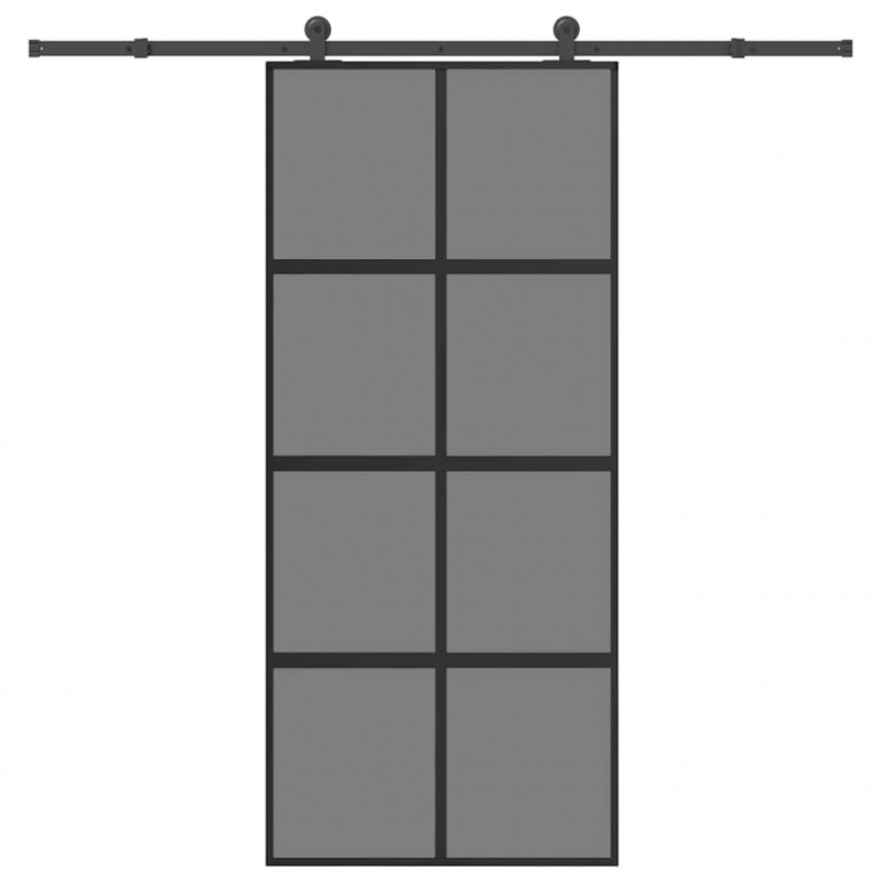 Drzwi przesuwne z osprzętem, 90x205 cm, szkło i aluminium