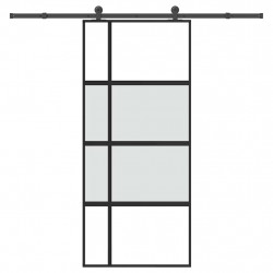 Drzwi przesuwne z osprzętem, 90x205 cm, szkło i aluminium
