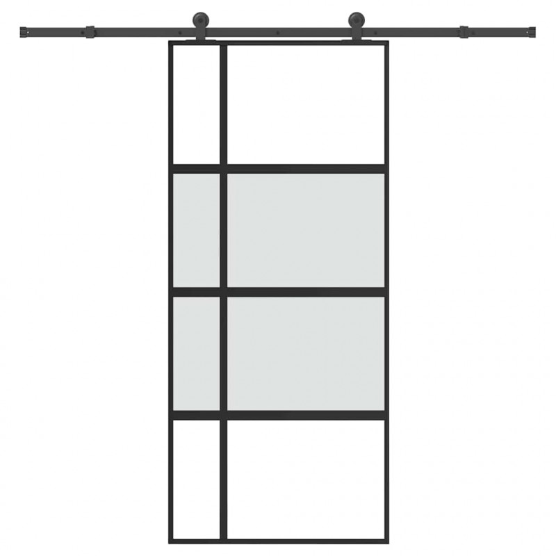 Drzwi przesuwne z osprzętem, 90x205 cm, szkło i aluminium