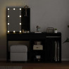 Zestaw lustra LED z szufladą Czarny Dąb 140 x 40 x 140 cm
