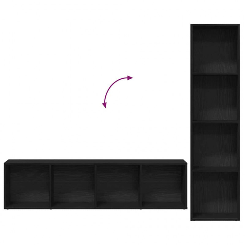 Półka na książki 3 pcs Czarny Dąb 36 x 30 x 143 cm