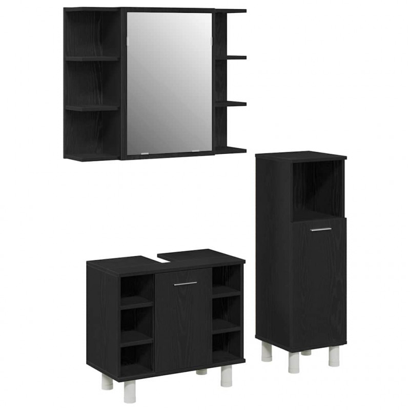 Zestaw mebli łazienkowych 3 pcs Czarny 30 x 30 x 99,5 cm
