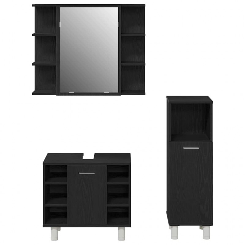 Zestaw mebli łazienkowych 3 pcs Czarny 30 x 30 x 99,5 cm