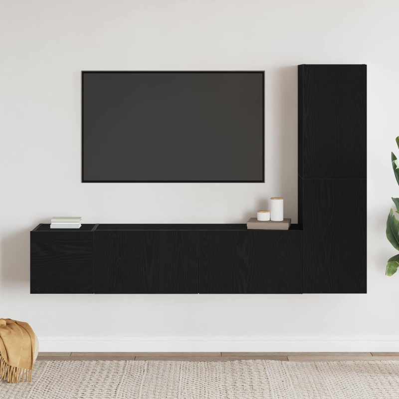 Zestaw szafek RTV 4 pcs Czarny Dąb 130,5 x 30 x 140 cm
