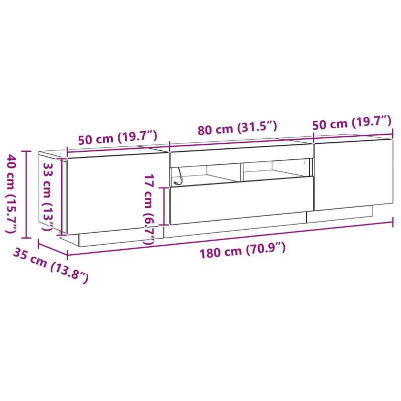 Zestaw szafek RTV Ze LED Lights 2 pcs Czarny 180 x 35 x 40 cm