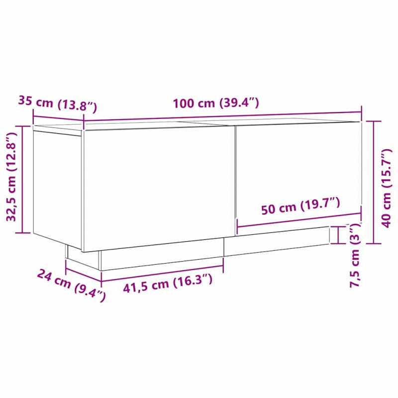 Szafka pod telewizor Czarny Dąb 100 x 35 x 40 cm