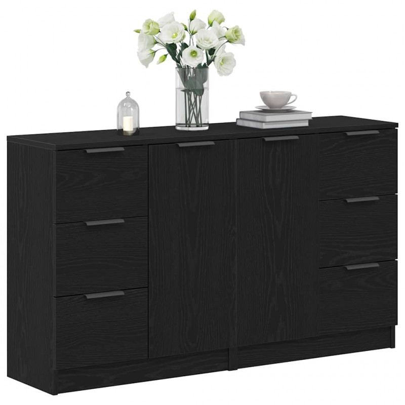 Bufet Czarny Dąb 120 x 30 x 70 cm Materiał drewnopochodny