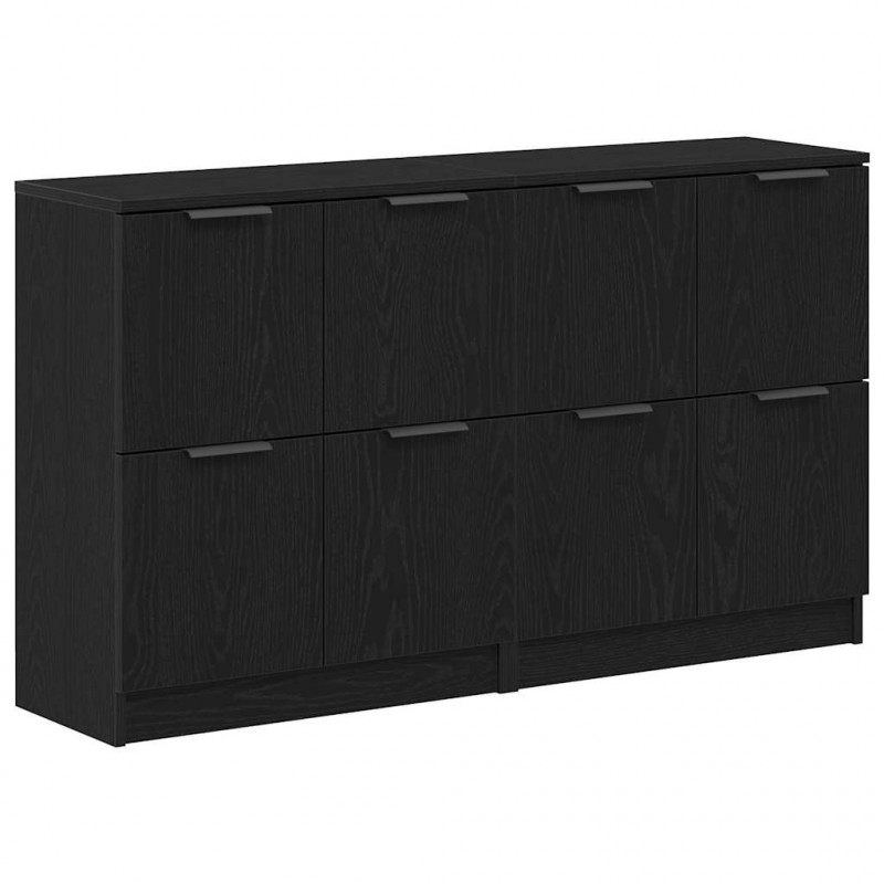 Bufet 2 pcs Czarny Dąb 60 x 30 x 70 cm Materiał drewnopochodny
