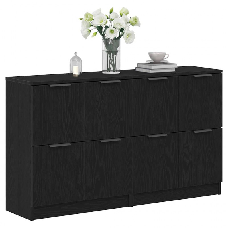 Bufet 2 pcs Czarny Dąb 60 x 30 x 70 cm Materiał drewnopochodny