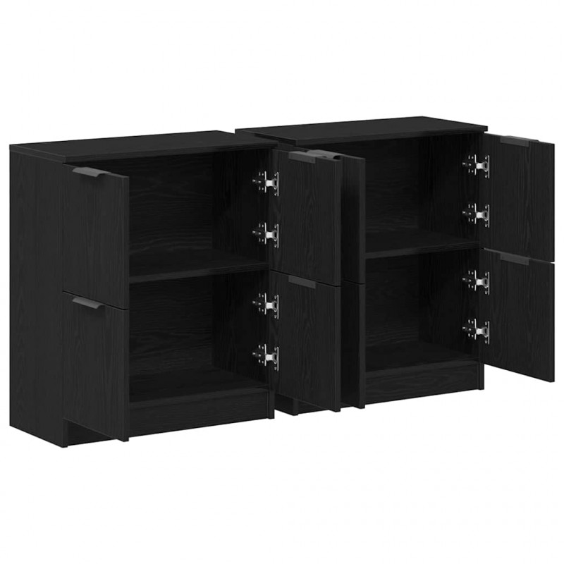 Bufet 2 pcs Czarny Dąb 60 x 30 x 70 cm Materiał drewnopochodny