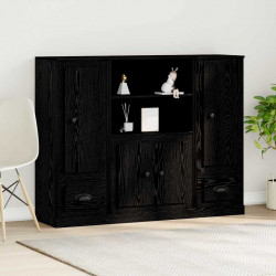 Highboard z szufladą Czarny Dąb 132 x 35.5 x 103.5 cm