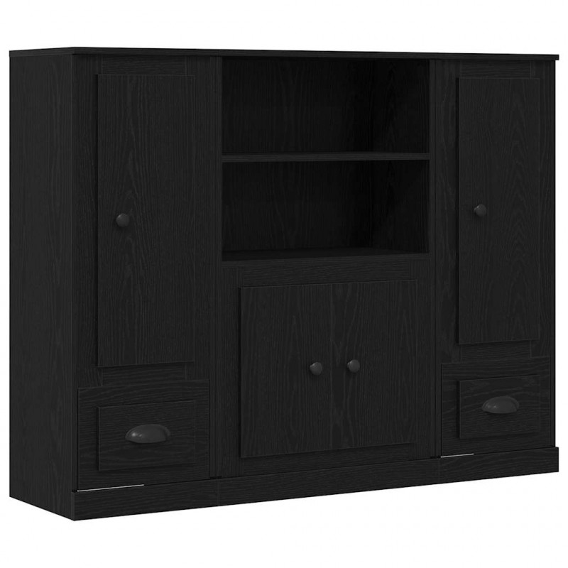 Highboard z szufladą Czarny Dąb 132 x 35.5 x 103.5 cm