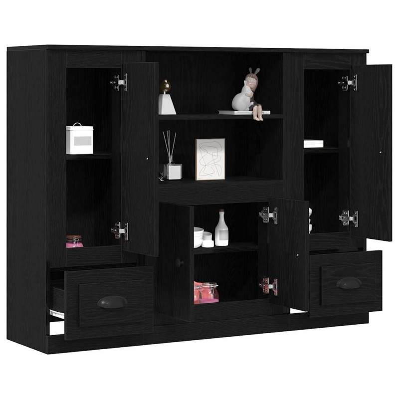 Highboard z szufladą Czarny Dąb 132 x 35.5 x 103.5 cm