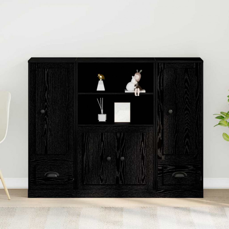 Highboard z szufladą Czarny Dąb 132 x 35.5 x 103.5 cm