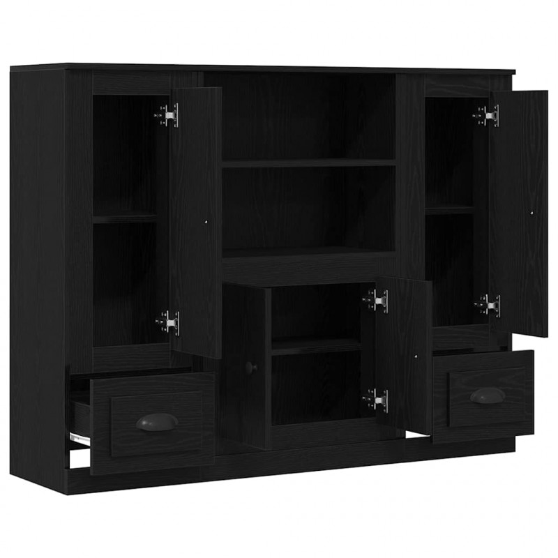 Highboard z szufladą Czarny Dąb 132 x 35.5 x 103.5 cm