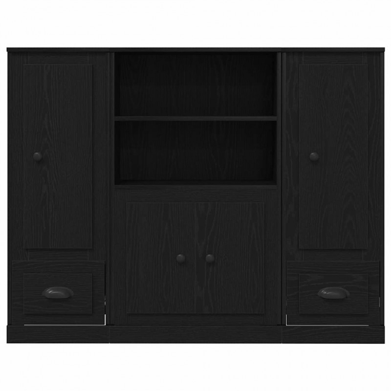 Highboard z szufladą Czarny Dąb 132 x 35.5 x 103.5 cm
