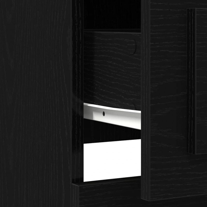 Highboard z szufladą Czarny Dąb 132 x 35.5 x 103.5 cm