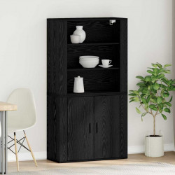 Highboard Czarny Dąb 80 x 33 x 150 cm Materiał drewnopochodny