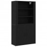 Highboard Czarny Dąb 80 x 33 x 150 cm Materiał drewnopochodny