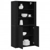 Highboard Czarny Dąb 80 x 33 x 150 cm Materiał drewnopochodny