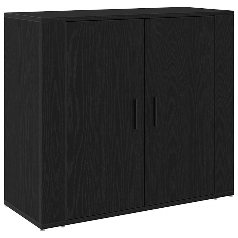 Highboard Czarny Dąb 80 x 33 x 150 cm Materiał drewnopochodny