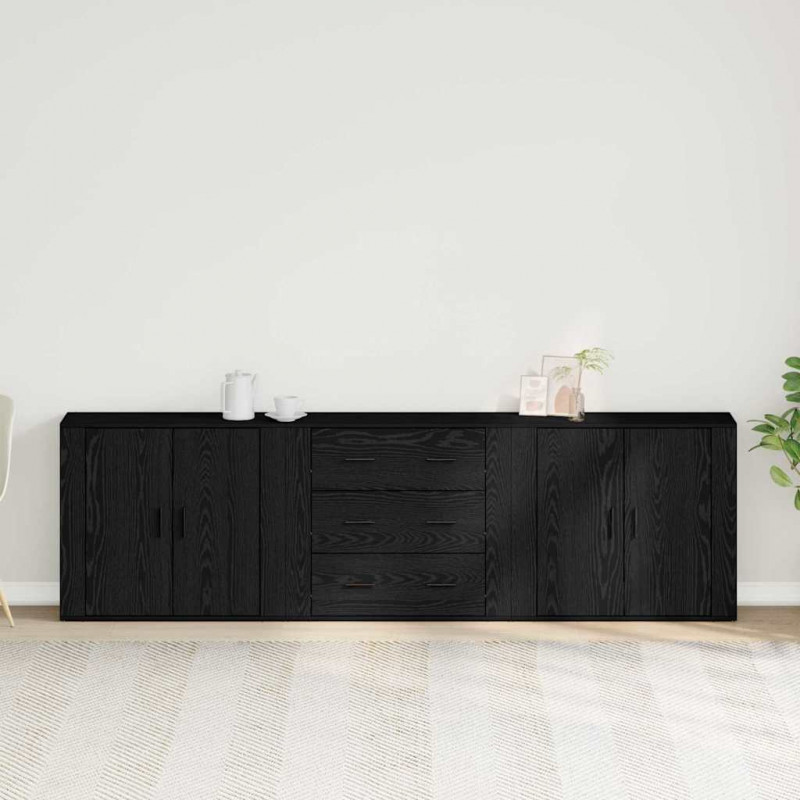 Bufet Czarny Dąb 240 x 33 x 70 cm Materiał drewnopochodny