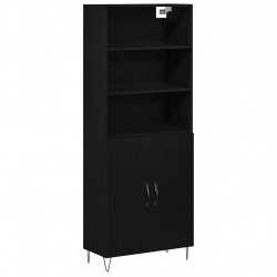 Highboard 2 pcs Czarny Dąb Materiał drewnopochodny