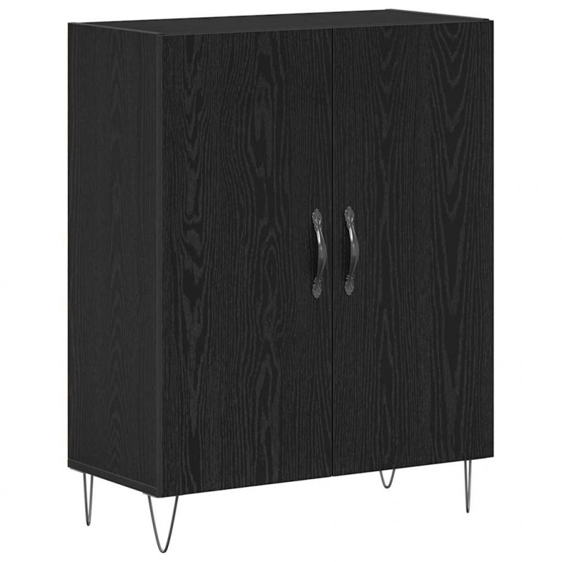 Highboard 2 pcs Czarny Dąb Materiał drewnopochodny