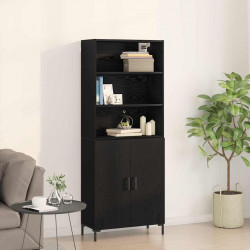 Highboard Czarny Dąb 69,5 x 34 x 180 cm Materiał drewnopochodny