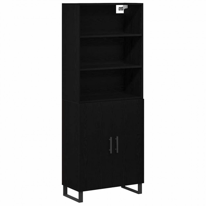 Highboard Czarny Dąb 69,5 x 34 x 180 cm Materiał drewnopochodny