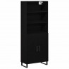 Highboard Czarny Dąb 69,5 x 34 x 180 cm Materiał drewnopochodny