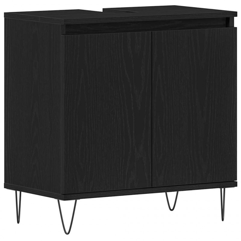 Zestaw mebli łazienkowych 3 pcs Czarny Dąb 30 x 30 x 190 cm