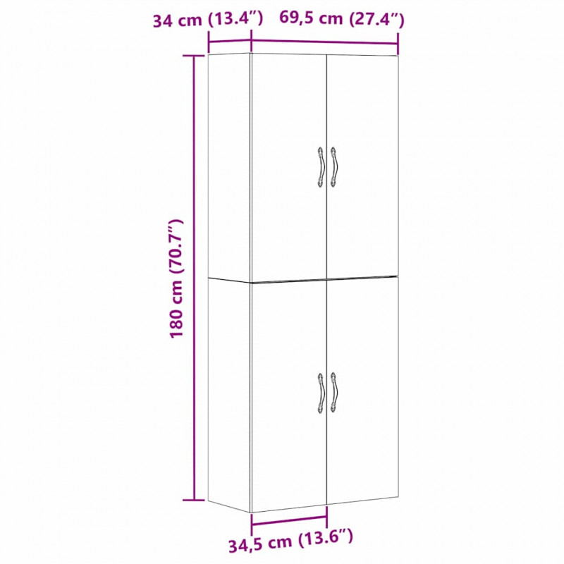 Szafka ścienna 2 pcs Czarny Dąb 69,5 x 34 x 90 cm