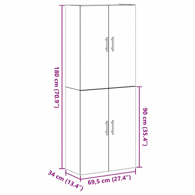 Szafka ścienna 2 pcs Czarny Dąb 69,5 x 34 x 90 cm