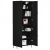 Highboard 2 pcs Czarny Dąb Drewno inżynieryjne i szkło