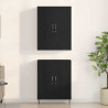 Highboard 2 pcs Czarny Dąb Drewno inżynieryjne i szkło