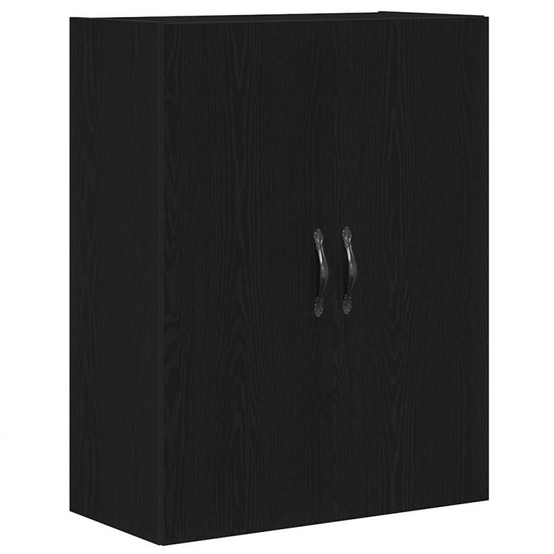 Highboard 2 pcs Czarny Dąb Drewno inżynieryjne i szkło