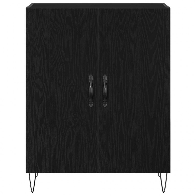 Highboard 2 pcs Czarny Dąb Drewno inżynieryjne i szkło