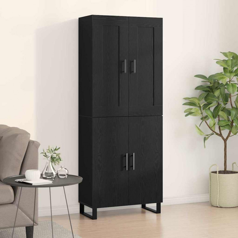 Highboard Czarny Dąb 69,5 x 34 x 180 cm Materiał drewnopochodny