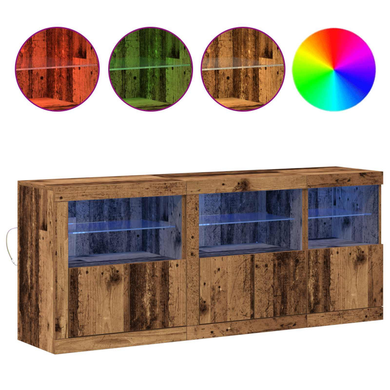 Komoda LED Ze LED Lights Stare drewno 162 x 37 x 67 cm