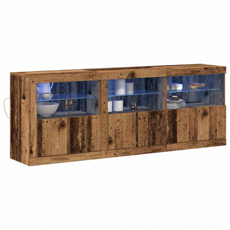 Komoda LED Ze LED Lights Stare drewno 181 x 37 x 67 cm