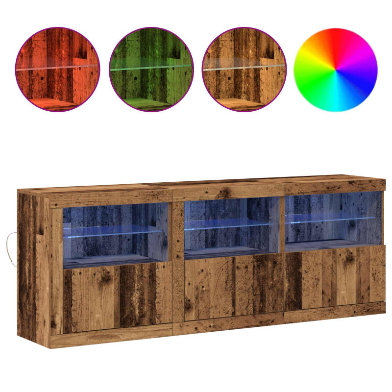 Komoda LED Ze LED Lights Stare drewno 181 x 37 x 67 cm