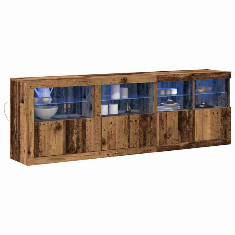 Komoda LED Ze LED Lights Stare drewno 202 x 37 x 67 cm