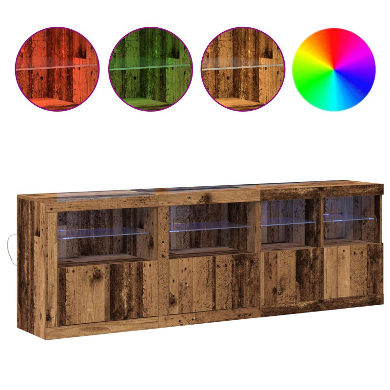 Komoda LED Ze LED Lights Stare drewno 202 x 37 x 67 cm