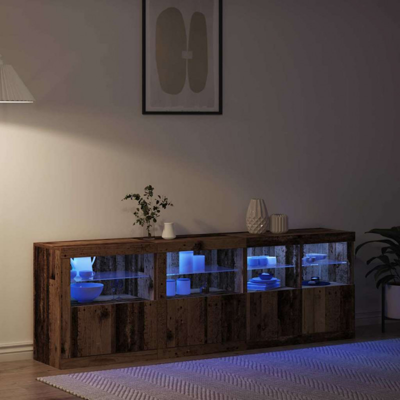 Komoda LED Ze LED Lights Stare drewno 202 x 37 x 67 cm