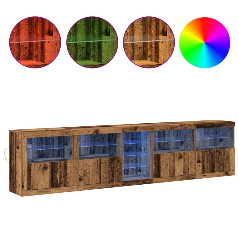 Komoda LED Ze LED Lights Stare drewno 283 x 37 x 67 cm